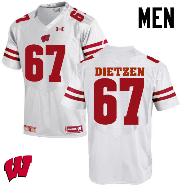 Wisconsin Badgers Men's #67 Jon Dietzen NCAA Under Armour Authentic White College Stitched Football Jersey GR40N41ZD